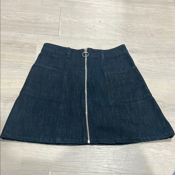 HANDSOM Blue A-Line Mini Skirt with Silver Zipper - Picture 1 of 6